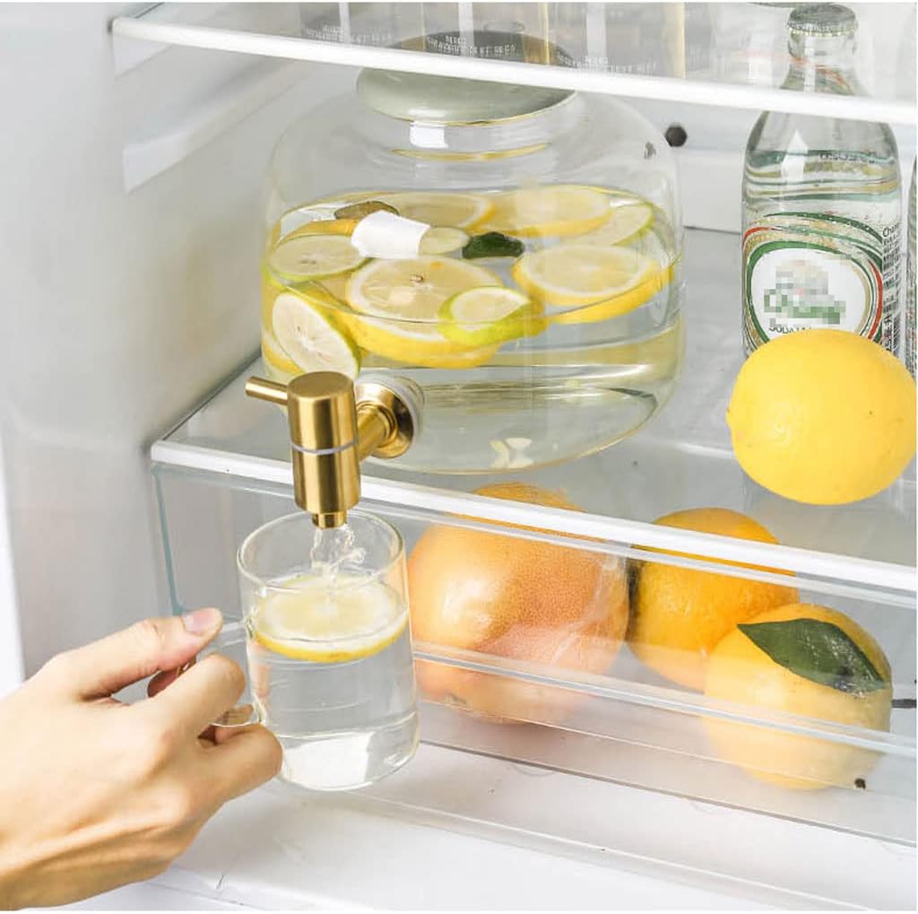 High Borosilicate Glass Jar With Tap Cooling Water Glass Beverage Dispenser