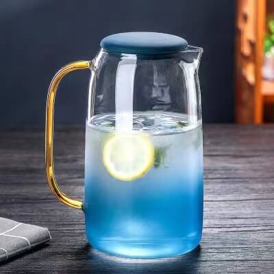 BPA Free Silicone Lid Iced Tea Glass Pitcher Juice Use