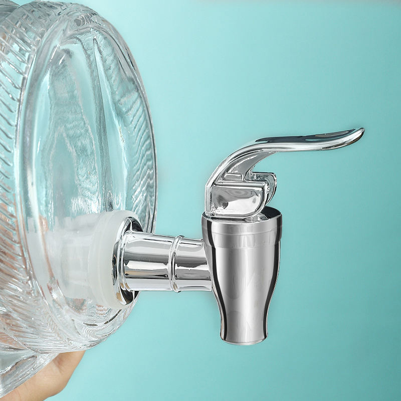 Cold Water Mason Jar Beverage Dispenser Glass Pitcher with Tap Spigot and Steel lid Drink Dispenser Mason Jar