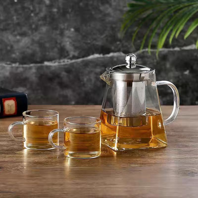 glass teapot with stainless steel filter