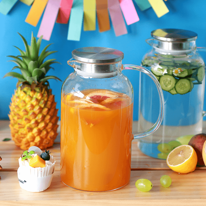 1 Gallon Glass Water Pitcher With Spout And Lid