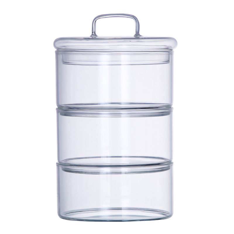 Stackable Bulk Glass Food Storage Jars With Glass Lid