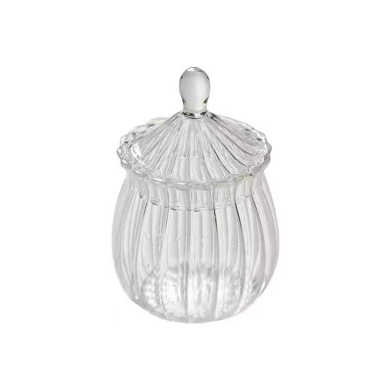 Handmade Clear Dustproof Borosilicate Glass Candy Jar with Lid