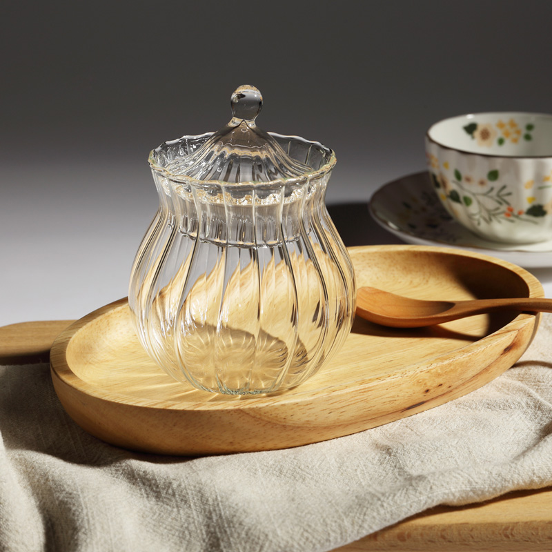 Handmade Clear Dustproof Borosilicate Glass Candy Jar with Lid