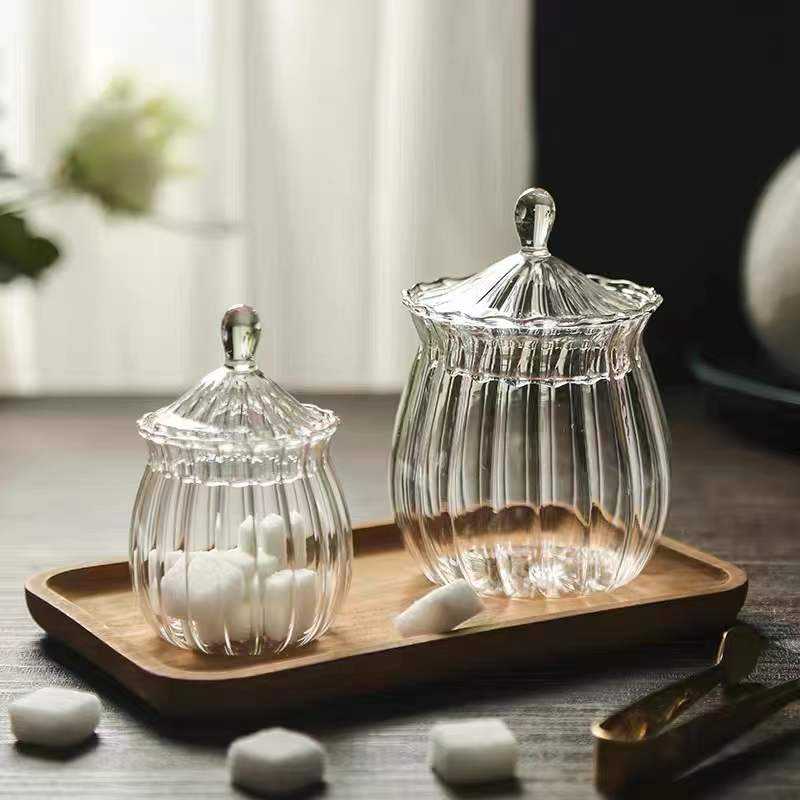 Handmade Clear Dustproof Borosilicate Glass Candy Jar with Lid
