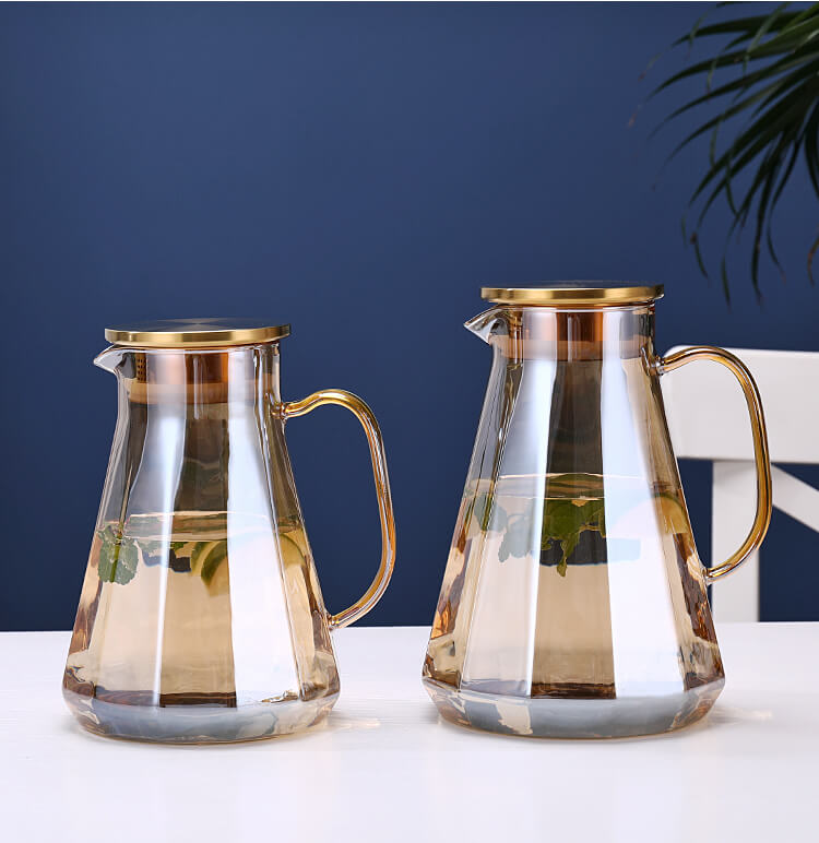 Amber Borosilicate Glass Water Pitcher