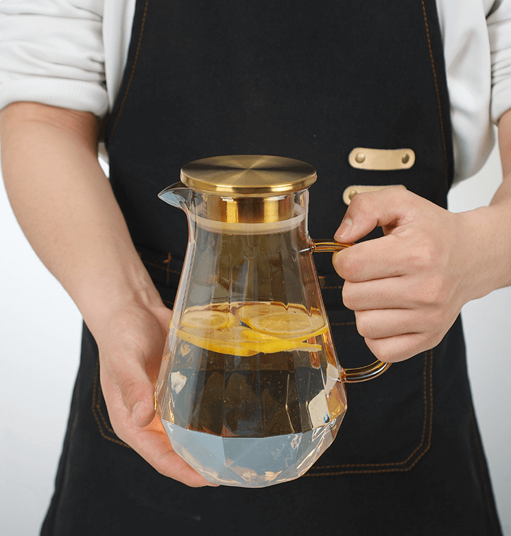 Colored Glass Water Tap Jug With Stainless Steel Lid