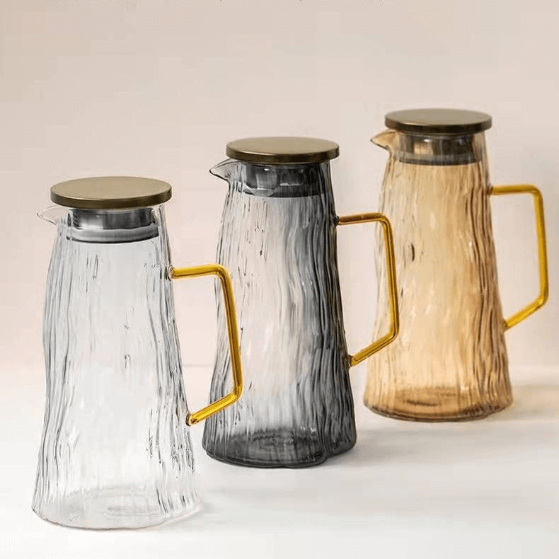 Colored Glass Water Tap Jug Pitcher With Lid