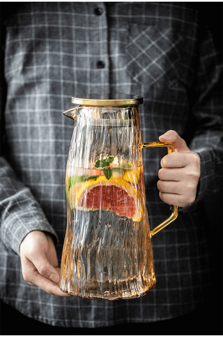 Colored Glass Water Tap Jug Pitcher With Lid