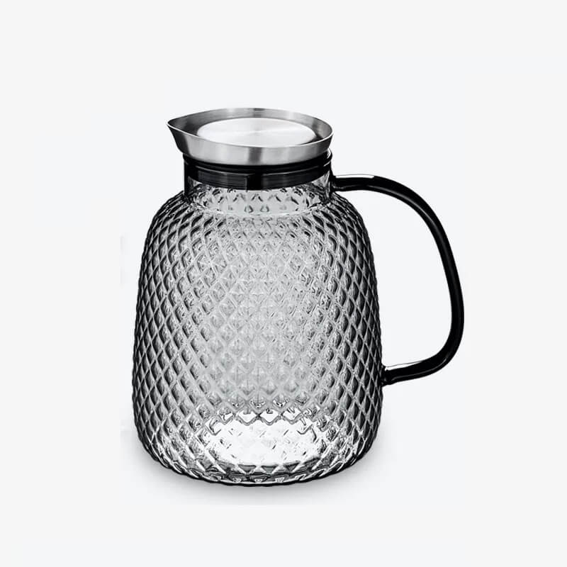 Design Black Borosilicate Glass Water Carafe With Spigot Lid