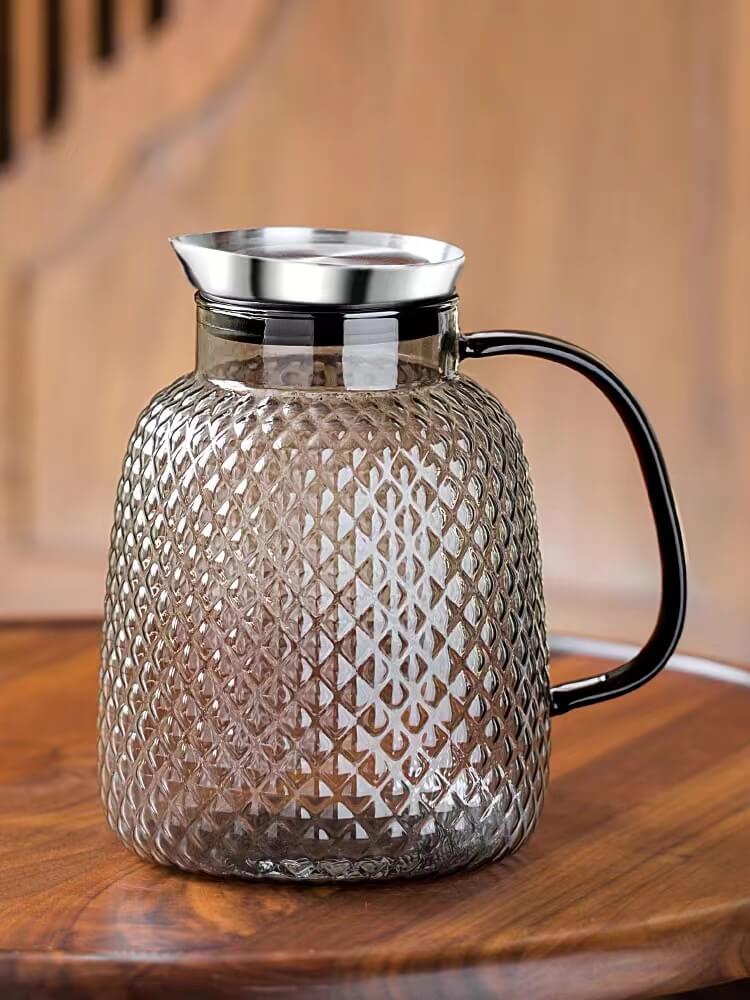 Design Black Borosilicate Glass Water Carafe With Spigot Lid