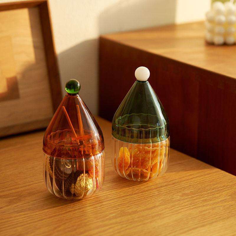 Coloured Cartoon Glass Food Snack Storage Canisters With Glass Cover