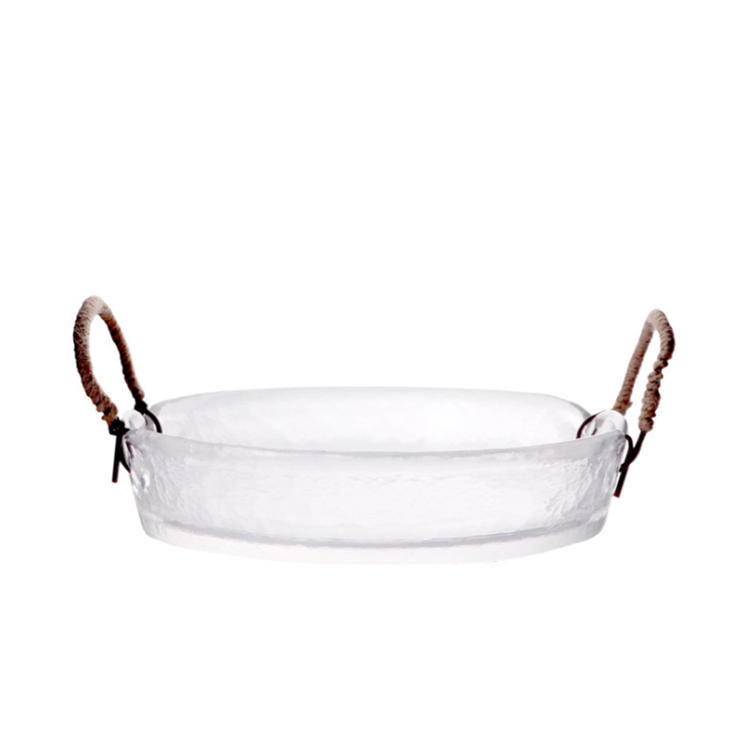 Creative Glass Storage Basket Tray With Double Handle Home Use
