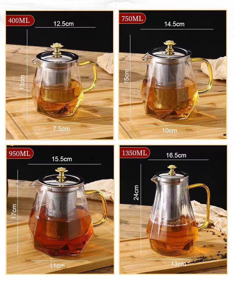 transparent glass kettle for tea