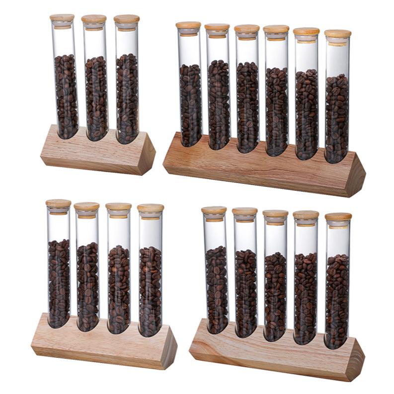 Air Tight Tall 3 Pieces Glass Storage Jars Set With Lids For Sugar Coffee Bean Display