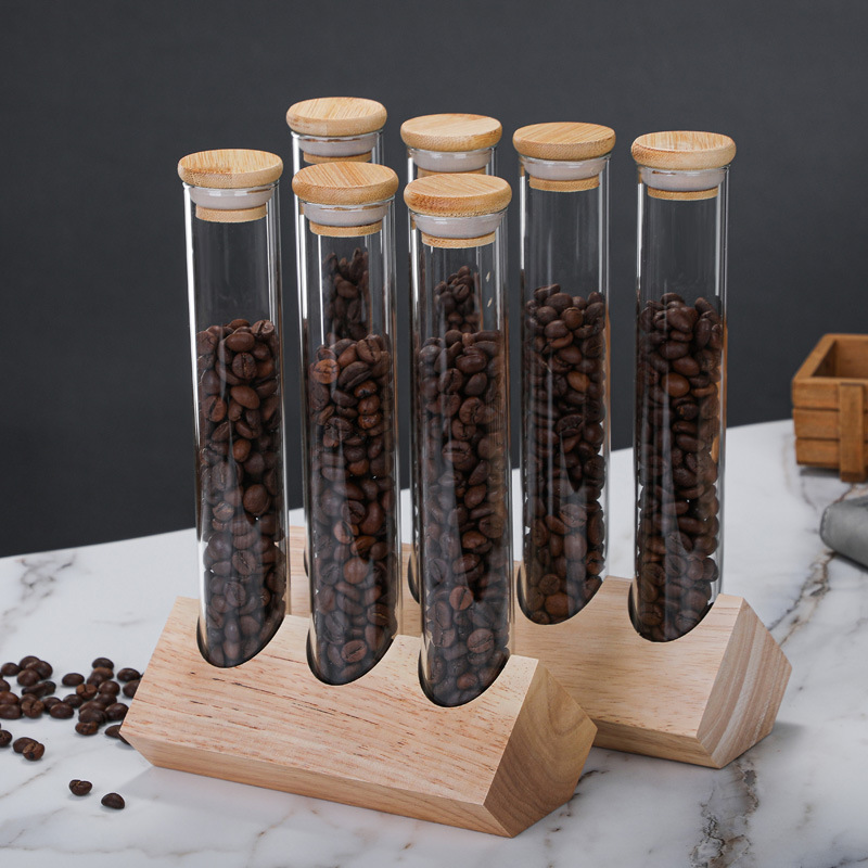 Air Tight Tall 3 Pieces Glass Storage Jars Set With Lids For Sugar Coffee Bean Display
