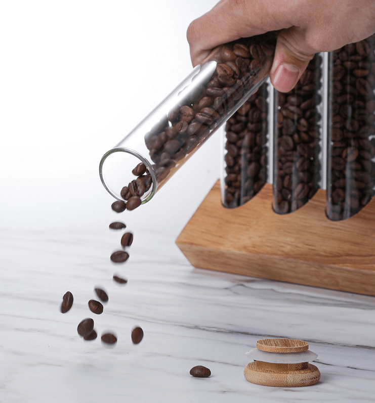 Air Tight Tall 3 Pieces Glass Storage Jars Set With Lids For Sugar Coffee Bean Display