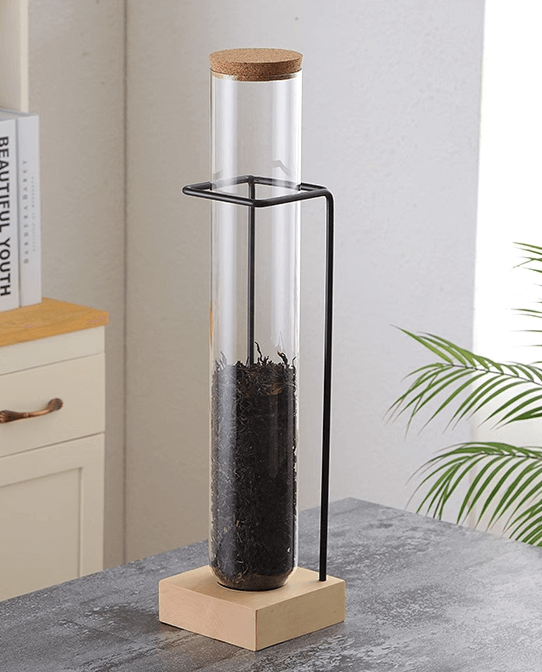 Airtight Tall Glass Storage Display Jar With Metal Support