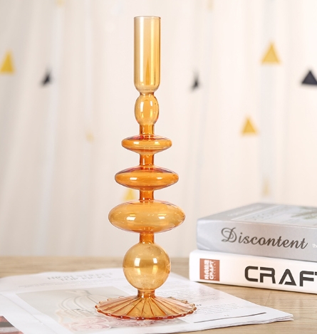 coloured amber decorative glass candle tea light holders