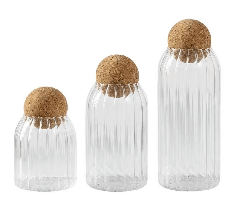 Mini Airtight Glass Storage Canisters With Cork Lids