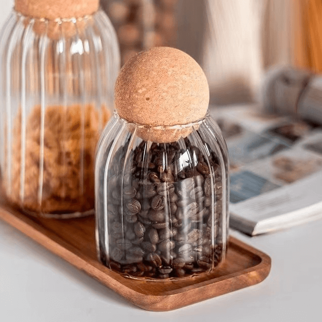 Mini Airtight Glass Storage Canisters With Cork Lids