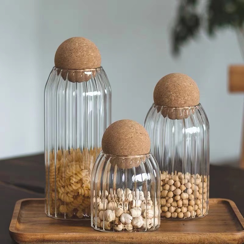 Mini Airtight Glass Storage Canisters With Cork Lids