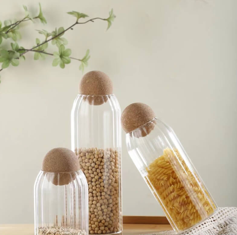 Mini Airtight Glass Storage Canisters With Cork Lids