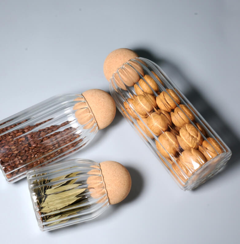 Mini Airtight Glass Storage Canisters With Cork Lids