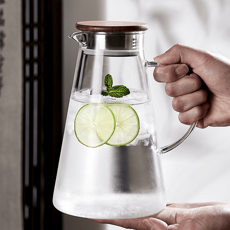 Heat Resisting Square Glass Iced Tea Pitcher With Lid