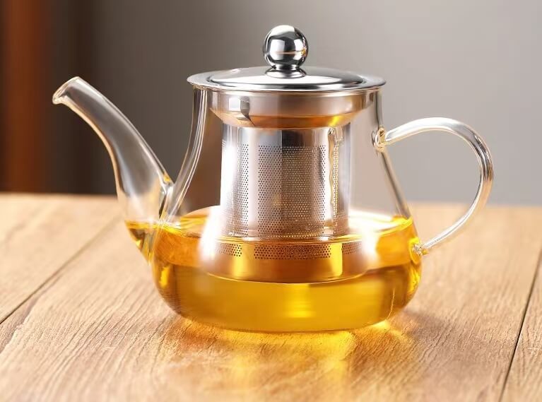 Blossom Borosilicate Glass Tea Kettle With Strainer
