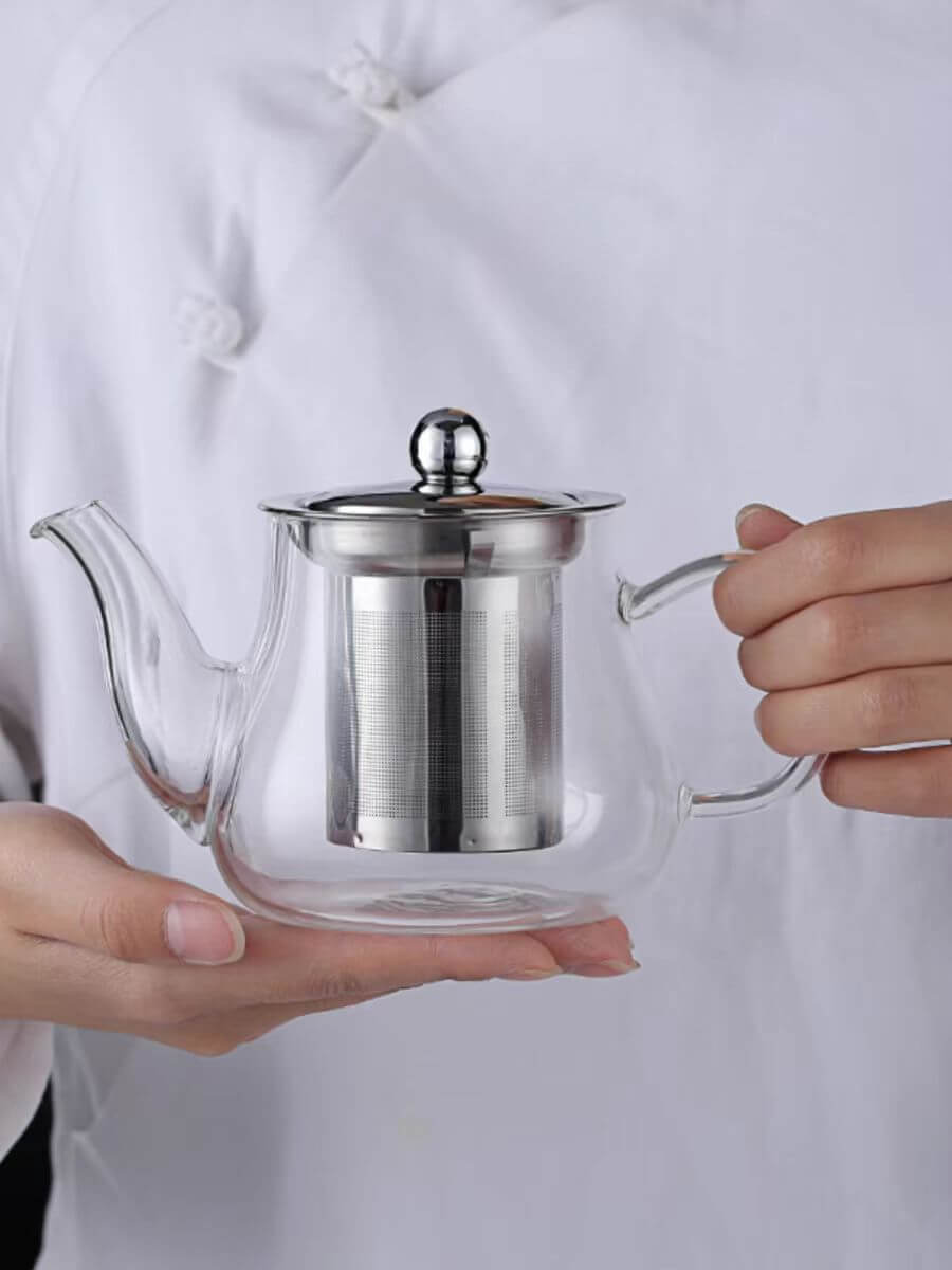 Blossom Borosilicate Glass Tea Kettle With Strainer