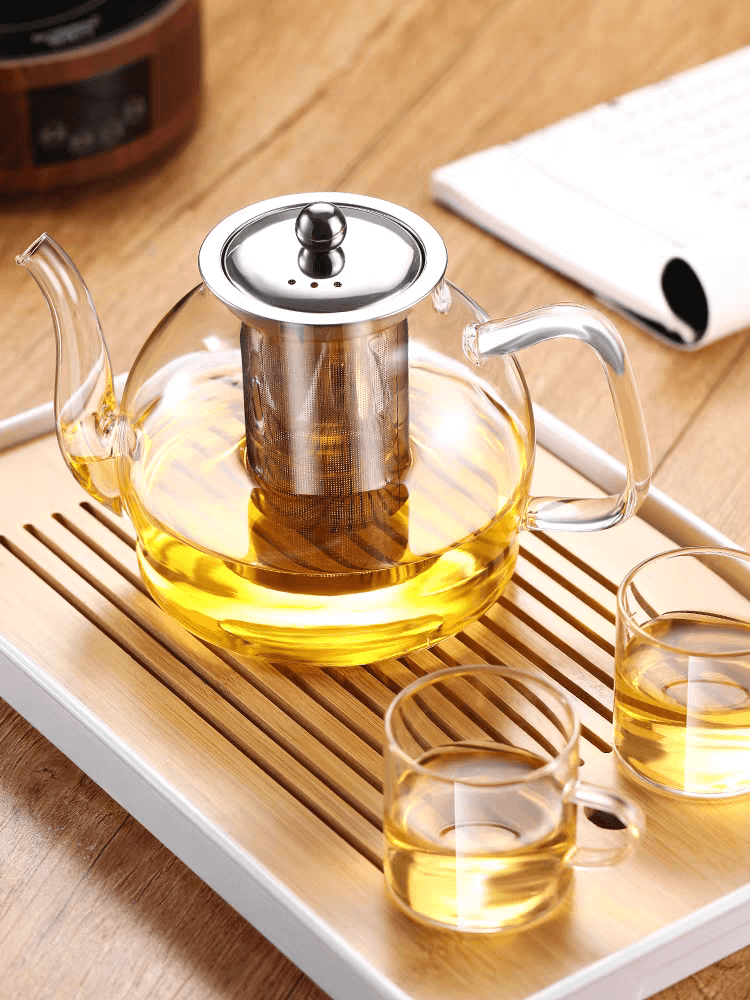 Blossom Borosilicate Glass Tea Kettle With Strainer