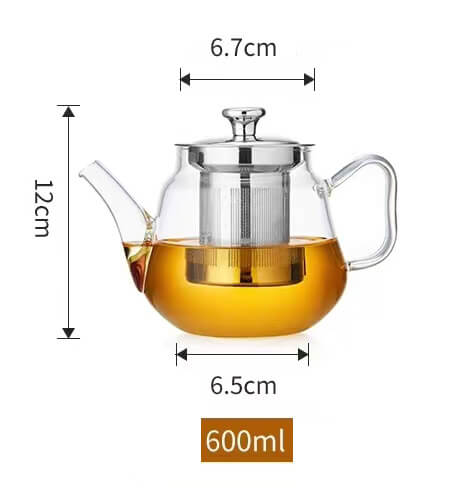 glass teapot with stainless steel infuser