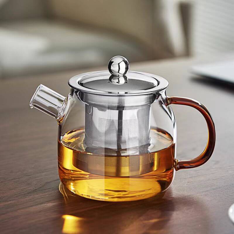 Blooming Clear Glass Teapot With Strainer