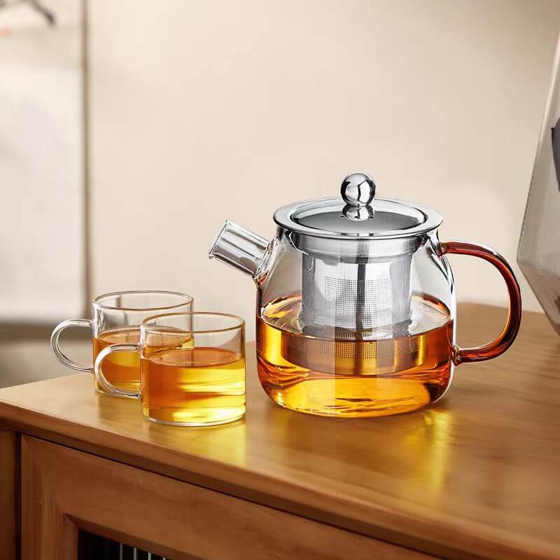 Blooming Clear Glass Teapot With Strainer