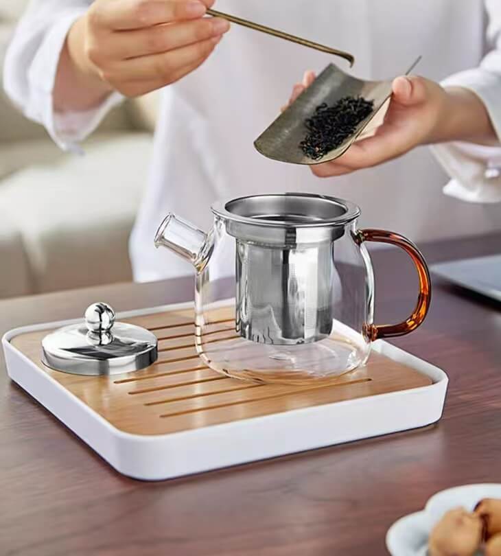 Blooming Clear Glass Teapot With Strainer