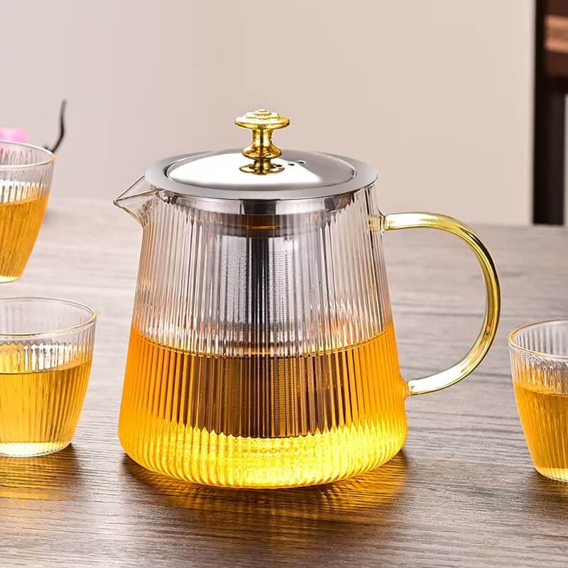 Stovetop Safe Glass Teapot With Infuser For Tea