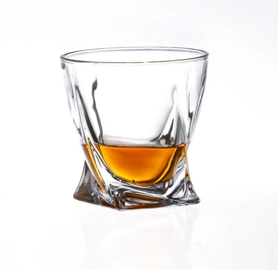 fine elegant crystal square plain heavy whiskey glasses