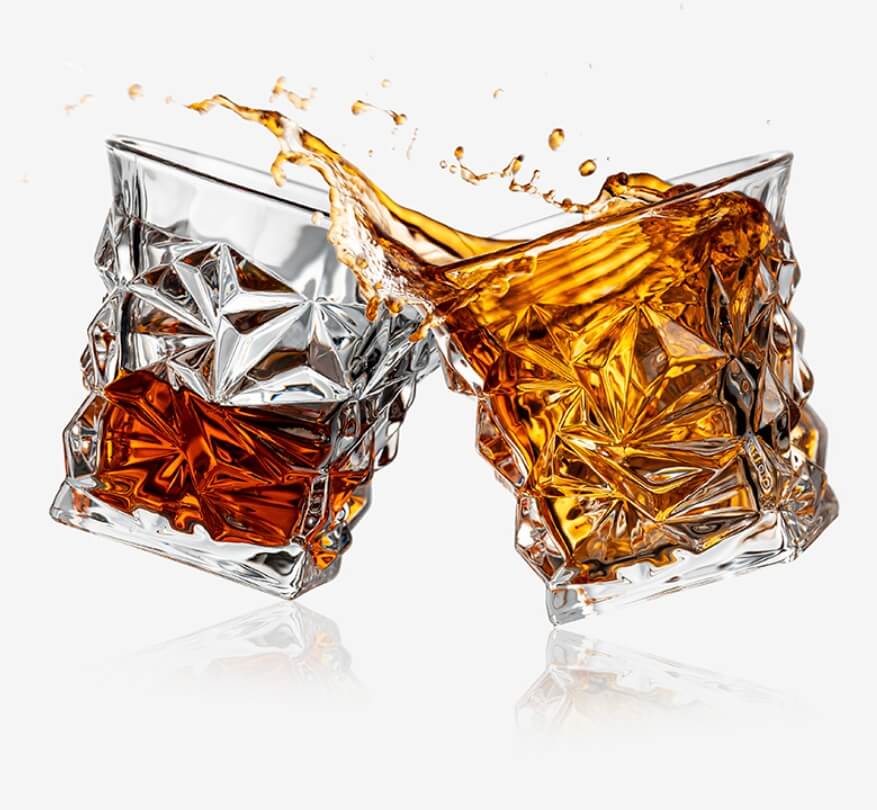 wedge glass plaid whiskey scotch drinking glasses