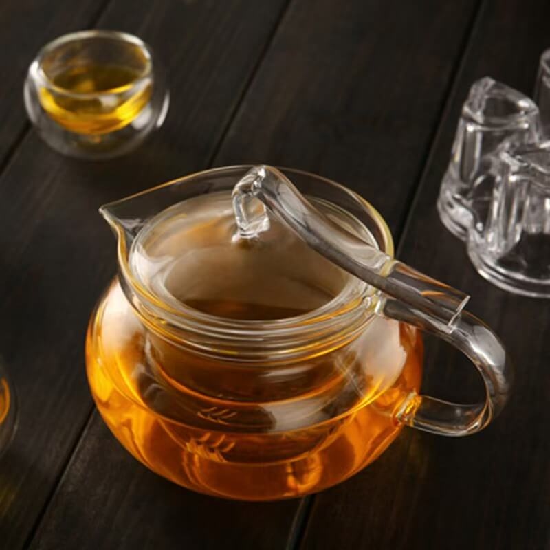 Stovetop 450ml Clear Glass Teapot On Stove