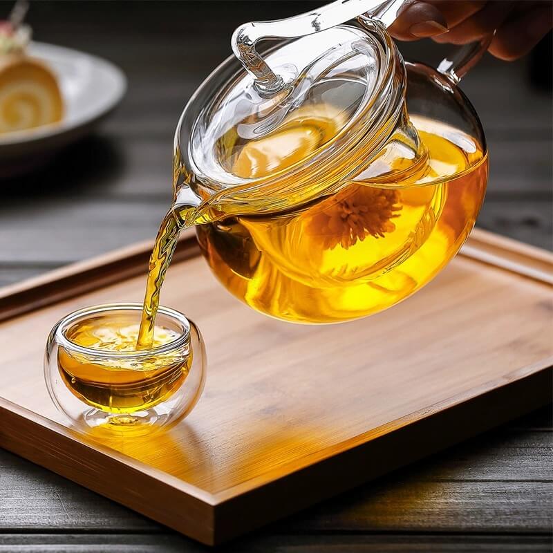 Stovetop 450ml Clear Glass Teapot On Stove