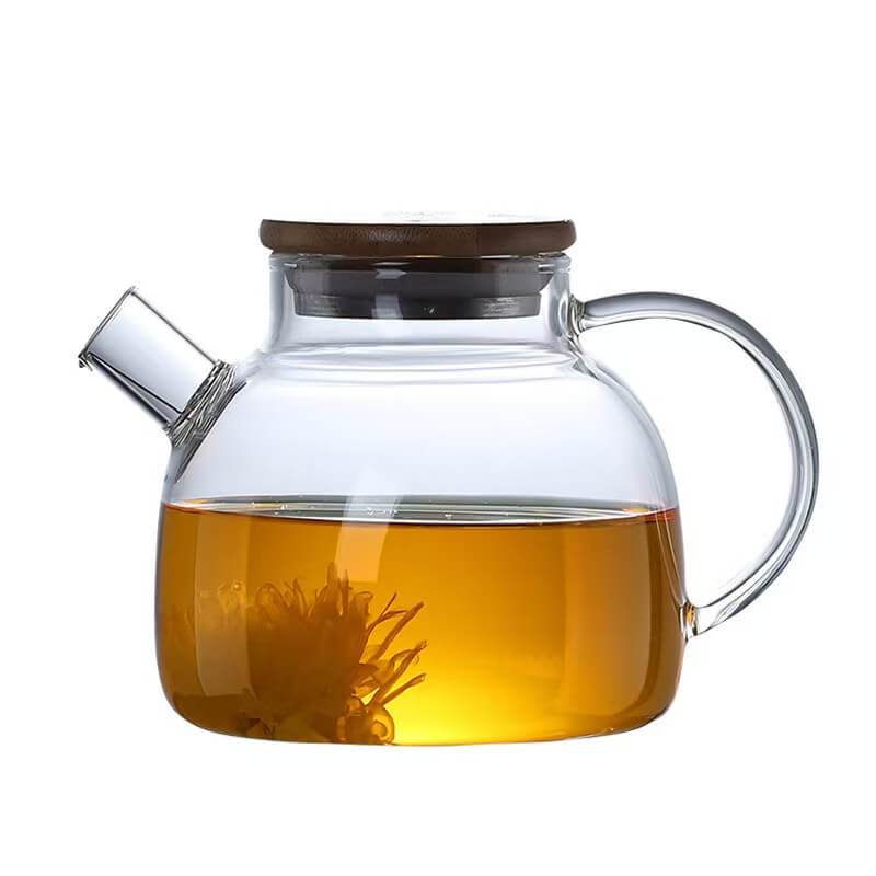 Classic Bamboo Lid Glass Teapot For Iced Tea