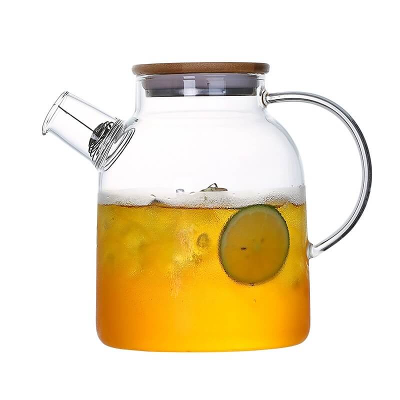 Classic Bamboo Lid Glass Teapot For Iced Tea