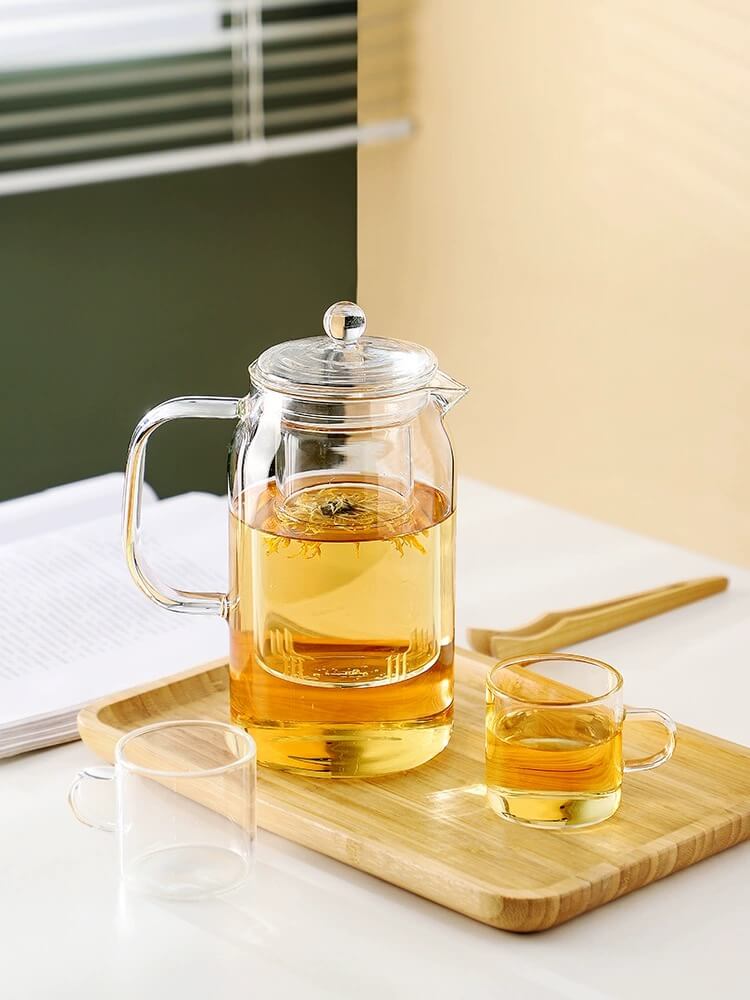 1 Litre Clear Glass Teapot With Filter