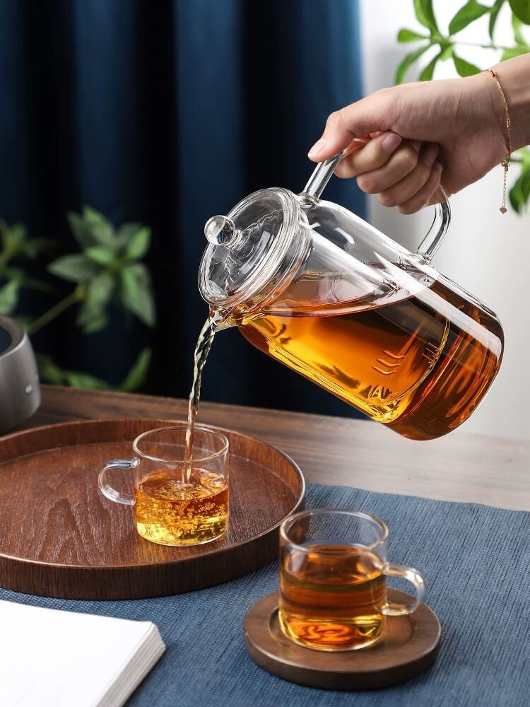 1 Litre Clear Glass Teapot With Filter
