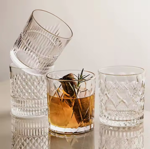 old fashioned vintage bulk crystal whisky glasses