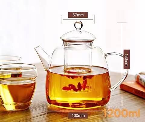Individual Stovetop Large Borosilicate Glass Teapot