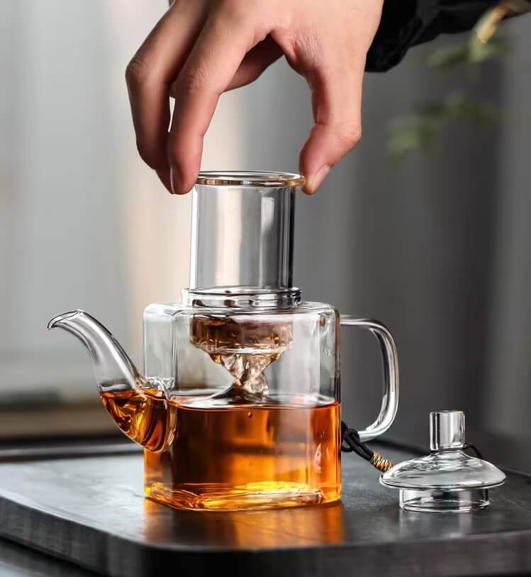 Mini Glass Teapot Tea Kettle With Infuser Bloom