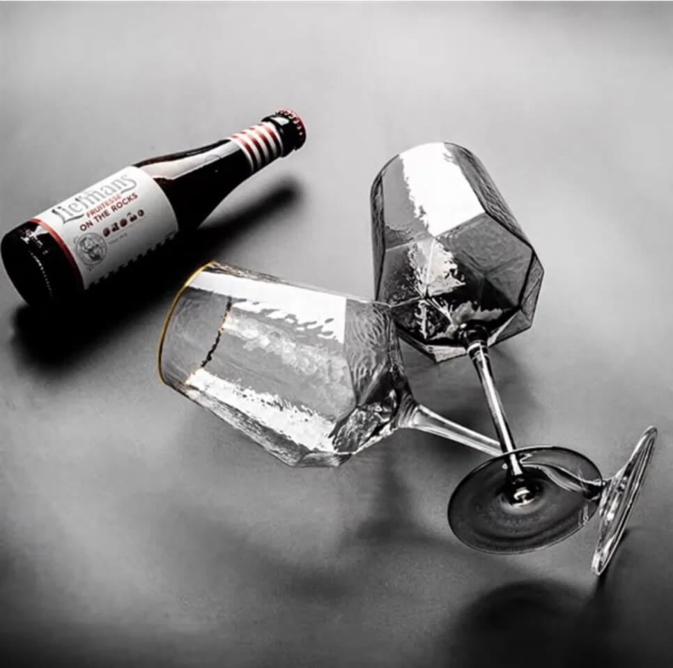 red gold rimmed crystal glasses wine goblets