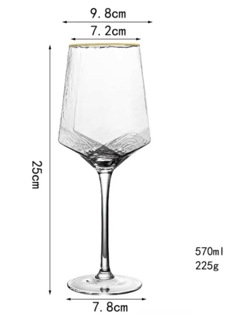 red gold rimmed crystal glasses wine goblets